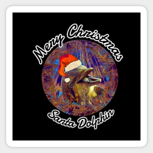 Merry Christmas Santa Dolphin Pop Art Sticker